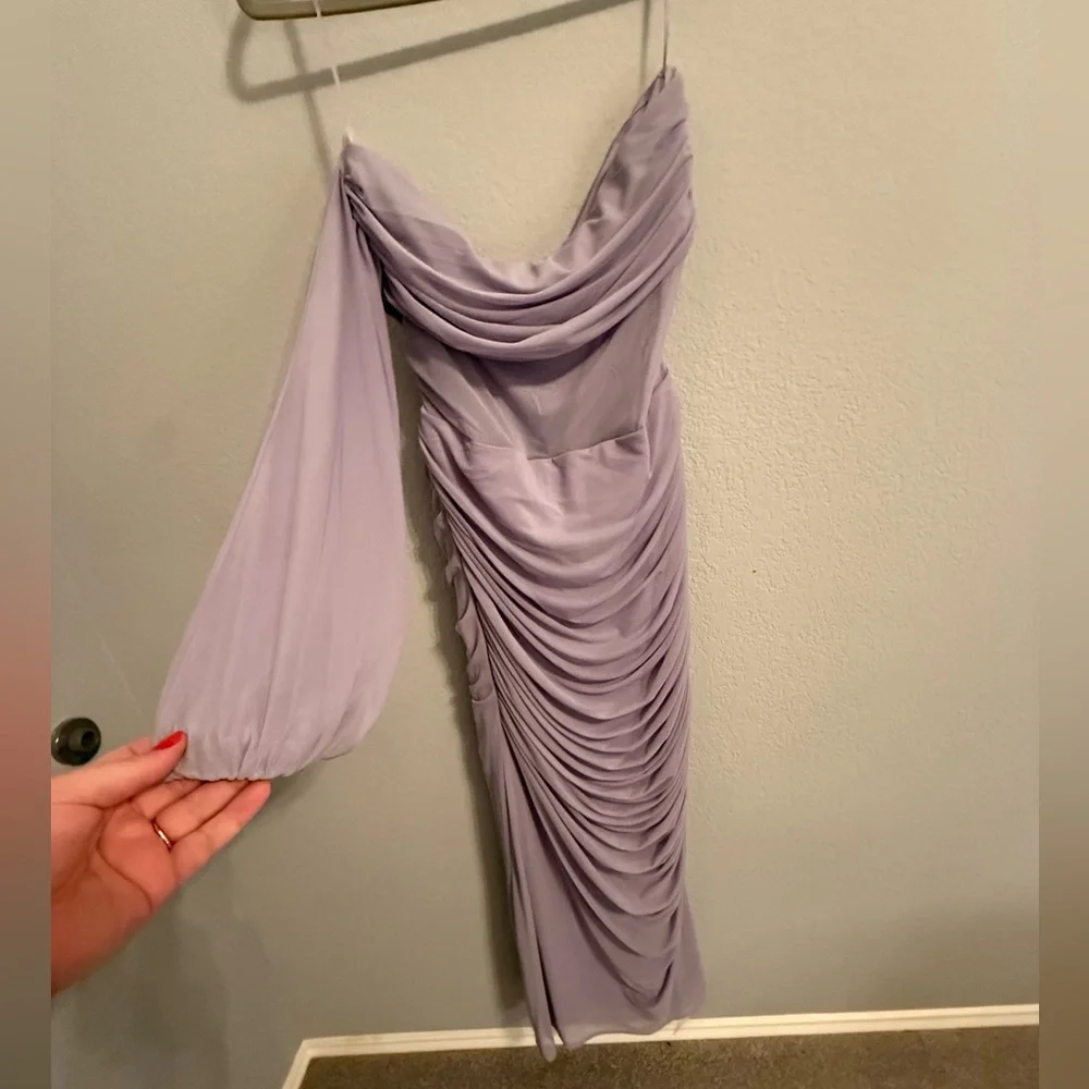 Abercrombie & Fitch Lavender Ruched One-Shoulder Formal Dress – Large Tall